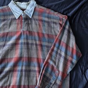 flannel shirt 100% cotton with denim collar